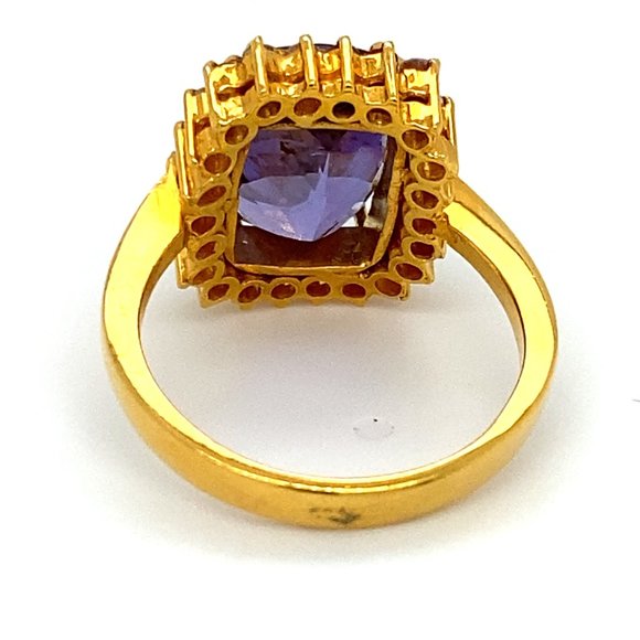 Certified Tanzanite 5.85ct Diamonds 22K Gold Ring - Picture 4 of 8
